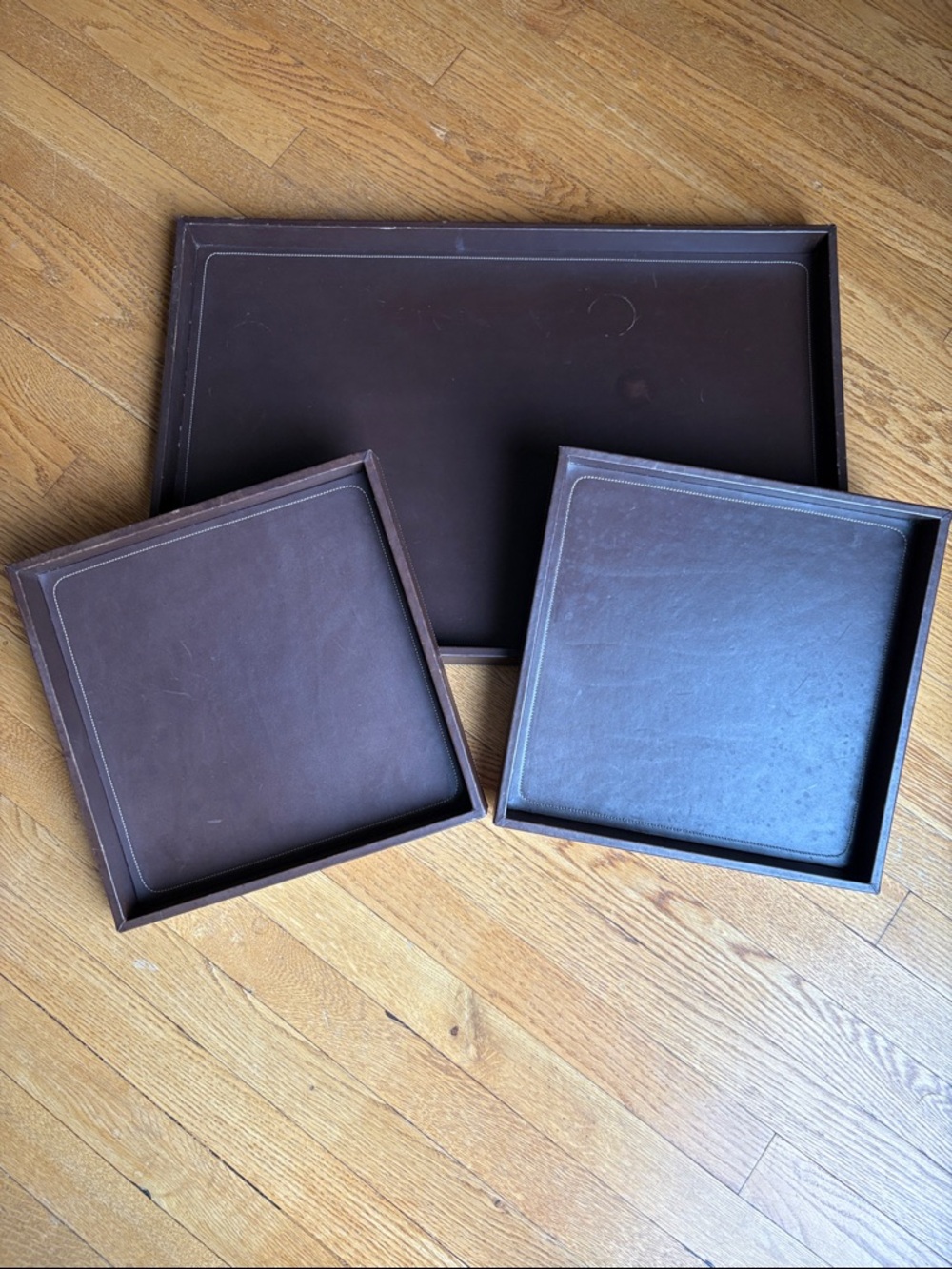 Coach Brown Leather Serving Trays Set